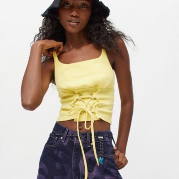 The Ragged Priest Corset Crop Top Yellow Large - Picture 1 of 9